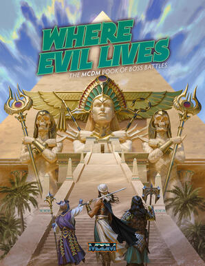 cover image for the Where Evil Lives book, depicting a pyramid with ornature statues infront